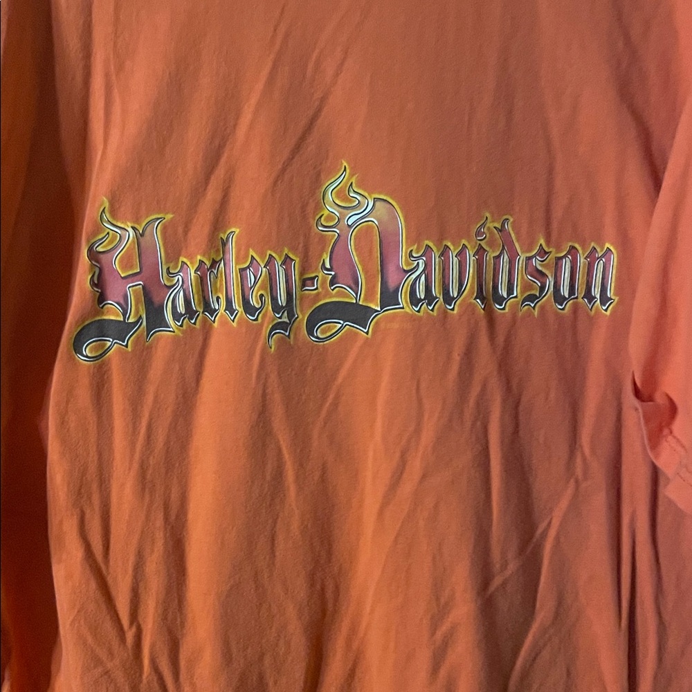Harley-Davidson Flames 2004 Men's Bold Orange Shirt Harley Haven Cayce SC
